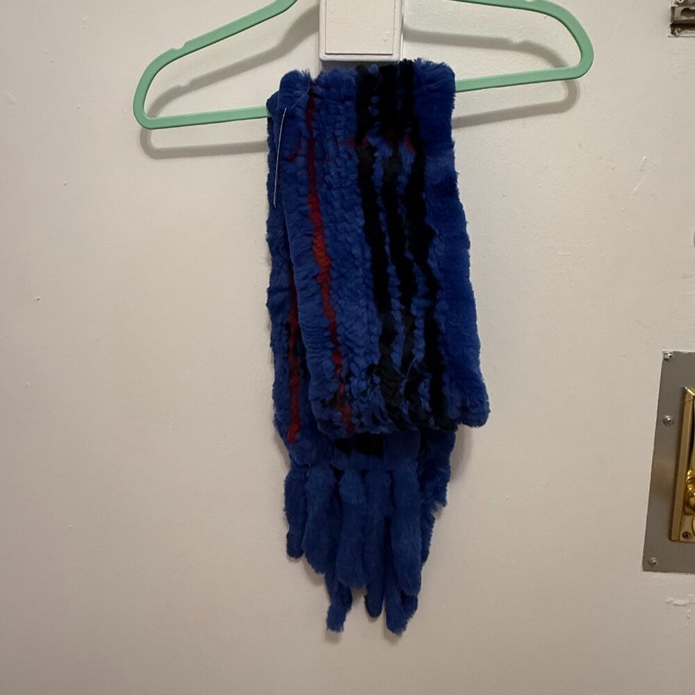 Blue Rabbit Fur Scarf/Stole/Wrap O/S
